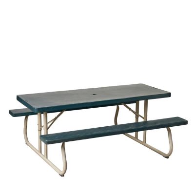 Image of Hunter Green Resin Picnic Table